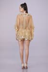 Shop_DILNAZ_Gold Stretch Power Net Embroidery Sequin Encrusted Shorts _at_Aza_Fashions