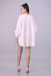 Shop_Dilnaz_Pink Blended Cotton Embroidery Snow Flake Collared Shirt _at_Aza_Fashions