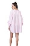 Dilnaz_Pink Blended Cotton Embroidery Snow Flake Collared Shirt _Online_at_Aza_Fashions