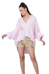 Shop_Dilnaz_Pink Blended Cotton Embroidery Snow Flake Collared Shirt _Online_at_Aza_Fashions
