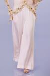 Buy_DILNAZ_Peach Net And Blended Satin Embroidery Crystal V Neck Sequin Kaftan With Jumpsuit _Online_at_Aza_Fashions