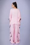 Shop_DILNAZ_Pink Blended Satin Linen Embroidery Sequin Flower Trouser _at_Aza_Fashions