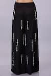 Shop_DILNAZ_Black Blended Satin Linen Embroidery Cutdana Pearl Snowflake Trouser _at_Aza_Fashions