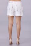 DILNAZ_White Blended Linen Embroidery Resham Shorts _at_Aza_Fashions