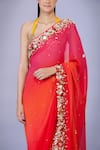 DILNAZ_Pink Georgette Embellished Sequin Applique Work Saree _Online_at_Aza_Fashions