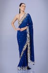 Buy_DILNAZ_Blue Georgette Embellished Sequin Applique Saree _at_Aza_Fashions