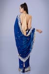 Shop_DILNAZ_Blue Georgette Embellished Sequin Applique Saree _at_Aza_Fashions