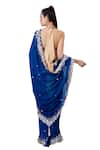 DILNAZ_Blue Georgette Embellished Sequin Applique Saree _Online_at_Aza_Fashions