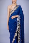 Buy_DILNAZ_Blue Georgette Embellished Sequin Applique Saree _Online_at_Aza_Fashions