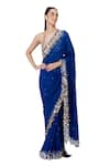 Shop_DILNAZ_Blue Georgette Embellished Sequin Applique Saree _Online_at_Aza_Fashions