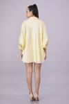 Shop_DILNAZ_Yellow Blended Cotton Embellished Feather Collar Crystal Placement Shirt _at_Aza_Fashions