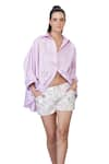 Buy_DILNAZ_Purple Blended Cotton Embellished Feather Collar Snowflake Pattern Shirt _Online_at_Aza_Fashions