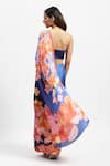 Shop_Satya Paul_Blue Silk Satin Print Watercolor Ocean Bounty Saree With Running Blouse _at_Aza_Fashions