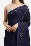 Shop_Satya Paul_Blue Manmade Silk Atlantis Calls Embellished Saree With Running Blouse _Online_at_Aza_Fashions