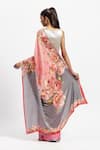 Shop_Satya Paul_Pink Silk Satin Print European Rose Timeless Grace Saree With Running Blouse _at_Aza_Fashions