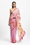 Buy_Satya Paul_Purple Silk Georgette Print European Seeing Serotonin Saree With Running Blouse _at_Aza_Fashions