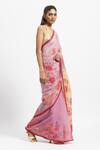 Buy_Satya Paul_Purple Silk Georgette Print European Seeing Serotonin Saree With Running Blouse _Online_at_Aza_Fashions