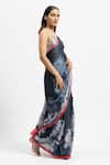 Shop_Satya Paul_Blue Silk Satin Print An Early Dinner Embellished Saree With Running Blouse _Online_at_Aza_Fashions