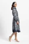 Buy_Satya Paul_Blue Linen Print Floral Collared Neck Sunday Finery Dress _Online_at_Aza_Fashions