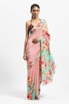 Buy Satya Paul Pink Silk, Crepe Sequins Sky Is The Limit Embellished Saree With Running Blouse at Aza Fashions Buy_Satya Paul_Pink Silk, Crepe Sequins Sky Is The Limit Embellished Saree With Running Blouse _at_Aza_Fashions