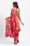 Shop_Satya Paul_Red Silk Crepe Embellished Floral Papa Dont Peach Saree With Running Blouse _at_Aza_Fashions