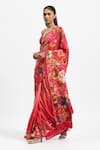 Buy_Satya Paul_Red Silk Crepe Embellished Floral Papa Dont Peach Saree With Running Blouse _Online_at_Aza_Fashions