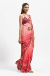 Shop_Satya Paul_Red Silk Crepe Embellished Floral Papa Dont Peach Saree With Running Blouse _Online_at_Aza_Fashions