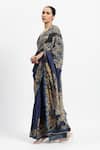Satya Paul_Blue Silk, Crepe Lace, Sovereign Serenity Embellished Saree With Running Blouse _Online_at_Aza_Fashions