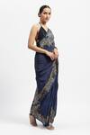 Buy_Satya Paul_Blue Silk, Crepe Lace, Sovereign Serenity Embellished Saree With Running Blouse _Online_at_Aza_Fashions