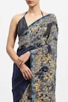 Shop_Satya Paul_Blue Silk, Crepe Lace, Sovereign Serenity Embellished Saree With Running Blouse _Online_at_Aza_Fashions