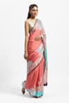 Buy_Satya Paul_Pink Silk Satin Embellished Floral Miss Congeniality Saree With Running Blouse _Online_at_Aza_Fashions