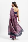 Shop_Satya Paul_Purple Silk Satin Embellished Floral Rain Printed Saree With Running Blouse _at_Aza_Fashions