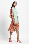 Buy_Satya Paul_Green Crepe Printed Floral V Neck Medieval Meadow Kaftan _Online_at_Aza_Fashions