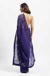 Shop_Satya Paul_Purple Viscose Georgette Crystal Floral Saree With Running Blouse Piece _at_Aza_Fashions