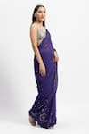 Buy_Satya Paul_Purple Viscose Georgette Crystal Floral Saree With Running Blouse Piece _Online_at_Aza_Fashions