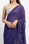 Shop_Satya Paul_Purple Viscose Georgette Crystal Floral Saree With Running Blouse Piece _Online_at_Aza_Fashions