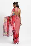 Shop_Satya Paul_Pink Silk Chiffon Printed A Happy Feeling Saree With Running Blouse Piece _at_Aza_Fashions