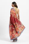 Shop_Satya Paul_Red Silk Crepe Printed Rose Bloom Seeing Saree With Running Blouse Piece _at_Aza_Fashions