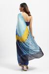 Shop_Satya Paul_Blue Silk Satin Printed Geometric Baby Genius Saree With Running Blouse Piece _at_Aza_Fashions