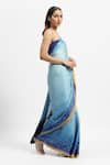 Buy_Satya Paul_Blue Silk Satin Printed Geometric Baby Genius Saree With Running Blouse Piece _Online_at_Aza_Fashions