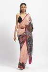 Buy_Satya Paul_Multi Color Silk Crepe Printed Messenger Saree With Running Blouse Piece _at_Aza_Fashions