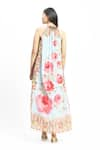 Shop_Satya Paul_Multi Color Crepe Printed European Rose Band Collar Best Buds Dress _at_Aza_Fashions