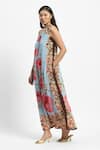 Satya Paul_Multi Color Crepe Printed European Rose Band Collar Best Buds Dress _Online_at_Aza_Fashions