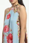 Satya Paul_Multi Color Crepe Printed European Rose Band Collar Best Buds Dress _at_Aza_Fashions