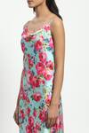 Satya Paul_Green Satin Printed Floral Cowl Cauvery Crush Dress _at_Aza_Fashions