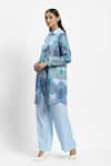 Buy_Satya Paul_Blue Linen Printed Scenic Shirt Collar Sunder Skies Kurta _Online_at_Aza_Fashions