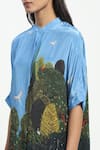 Buy_Satya Paul_Blue Viscose Crepe Printed Scenic Mandarin Sunder Sunset Kurta With Salwar 