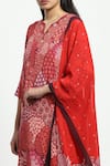 Satya Paul_Red Crepe Printed Nature Notched Noor Kurta With Flared Pant _at_Aza_Fashions