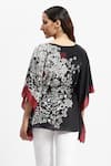 Shop_Satya Paul_Black Silk Crepe Printed Blooming V Neck Night Kaftan _at_Aza_Fashions