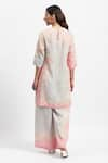 Shop_Satya Paul_Pink Linen Embellished Floral Lace Round Paradise Kurta And Flared Pant Set _at_Aza_Fashions